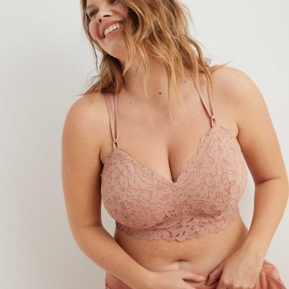 AERIE Palm Lace Padded Racerback Sexy Bralette NWT